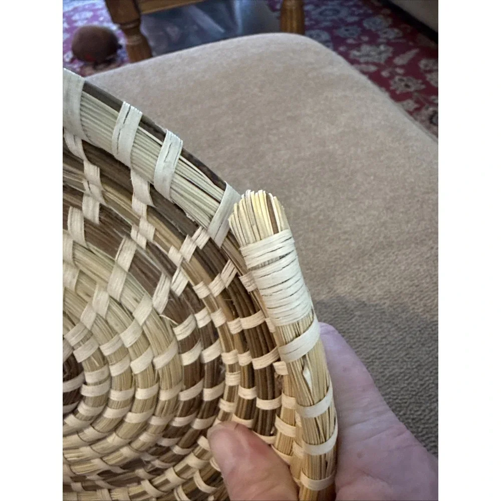 South Carolina Sweet Grass Basket with Handle Signed Delores Iones 2015 (TD)